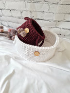 Korb gehäkelt rund, Baumwollkorb, Babyzimmer deko, Kinderzimmer Dekoration, Babyausstattung Babypartygeschenk, Babyzimmer Aufbewahrung,