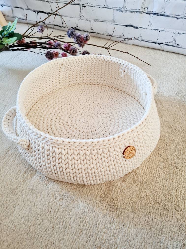 Zeitungskorb, newspaper basket, basket crochet, Korbschale, Aufbewahrungskorb gehäkelt, grau Spielzeug Korb, Scandi Home-Dekor, handmade