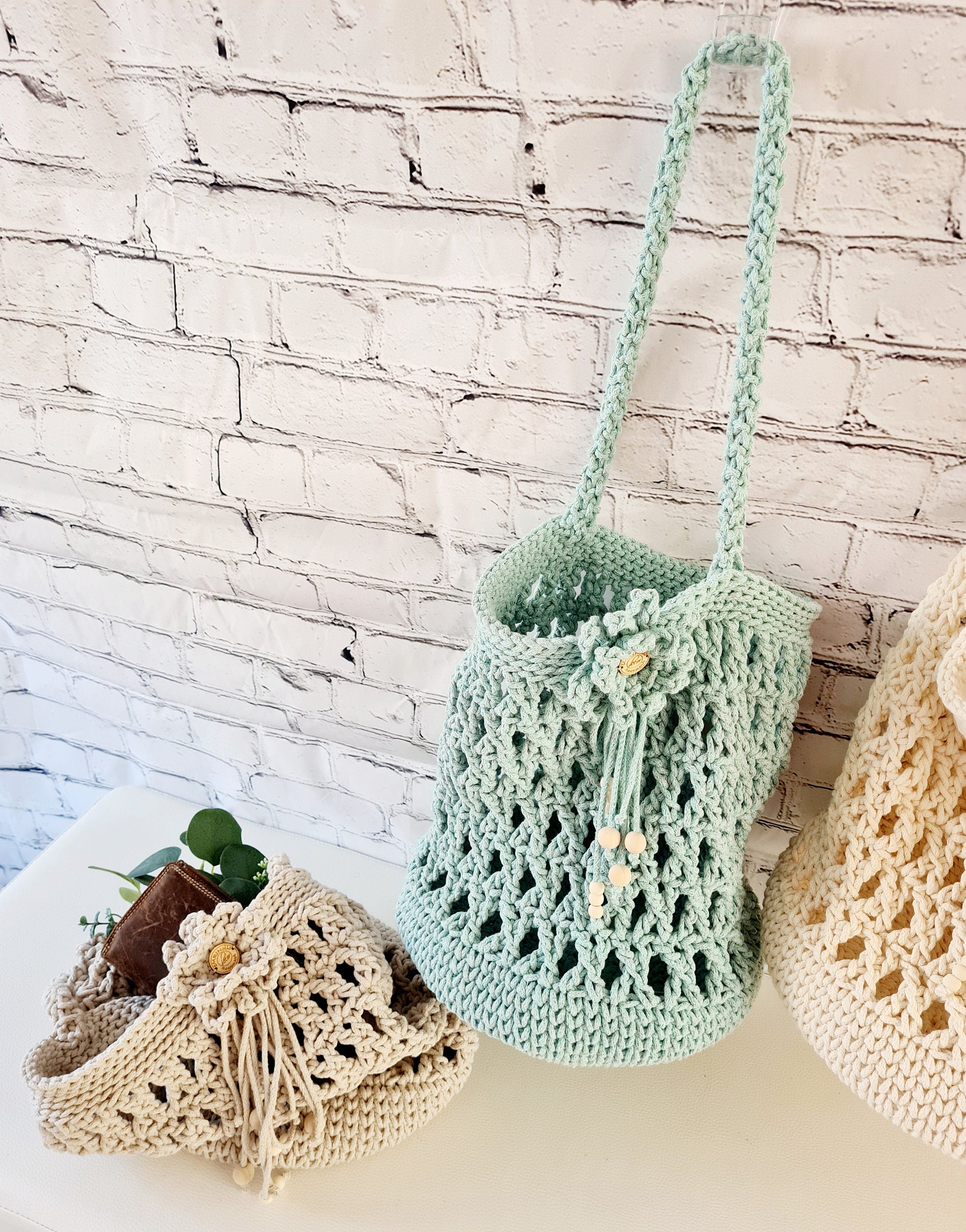 Handtasche Umhängetasche, Tragetasche, Netz, Marktasche häkeln, Boho-Tasche, Tasche, Kelim-Tasche, Geschenk für sie, Makramee-Tasche