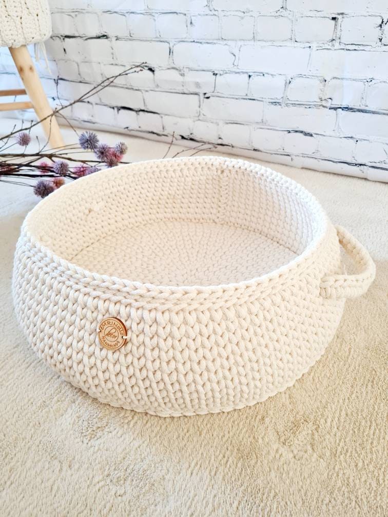 Zeitungskorb, newspaper basket, basket crochet, Korbschale, Aufbewahrungskorb gehäkelt, grau Spielzeug Korb, Scandi Home-Dekor, handmade