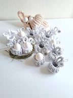 Hasenbecher, Eierbecher BunnyBasket, häkeln HasenKorb, Esszimmer Dekoration, Gastgebergeschenk, Wohnzimmer Dekoration, Nordic Stile