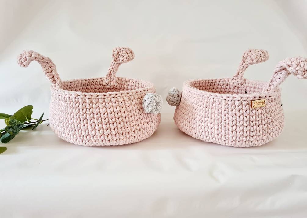 BunnyBasket, HasenKorb gehäkelt, Kinderzimmer Dekoration, Babyausstattung Babypartygeschenk, Babyzimmer deko, Aufbewahrungskorb, Utensilo