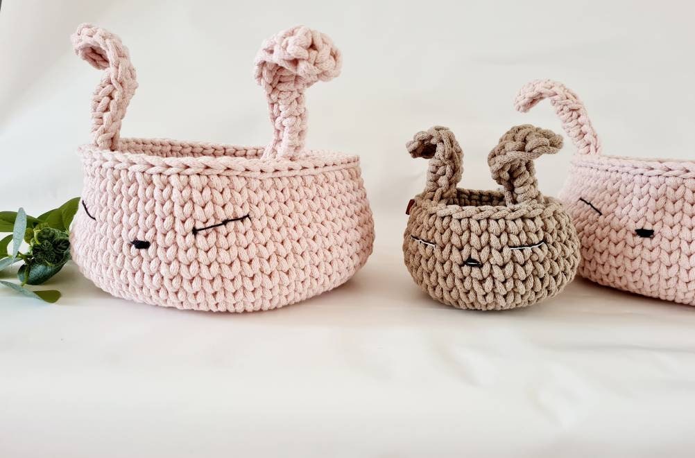 BunnyBasket, HasenKorb gehäkelt, Kinderzimmer Dekoration, Babyausstattung Babypartygeschenk, Babyzimmer deko, Aufbewahrungskorb, Utensilo