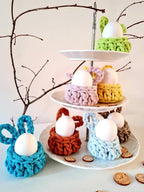 Hasenbecher, Eierbecher BunnyBasket, häkeln HasenKorb, Esszimmer Dekoration, Gastgebergeschenk, Wohnzimmer Dekoration, Nordic Stile
