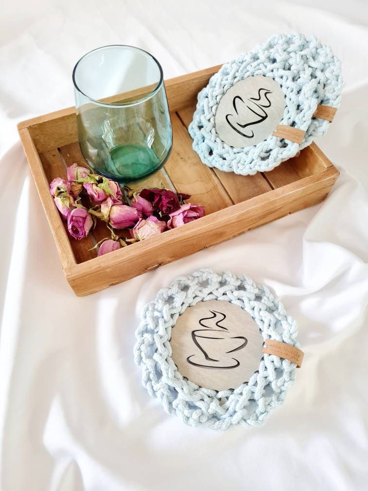 Tassenuntersetzer, Glasuntersetzer gehäkelt, Hochzeitsgeschenk, Gastgeschenk, schöne Tischdekoration, Terassendekor, Tasse Pad, Geschenkidee