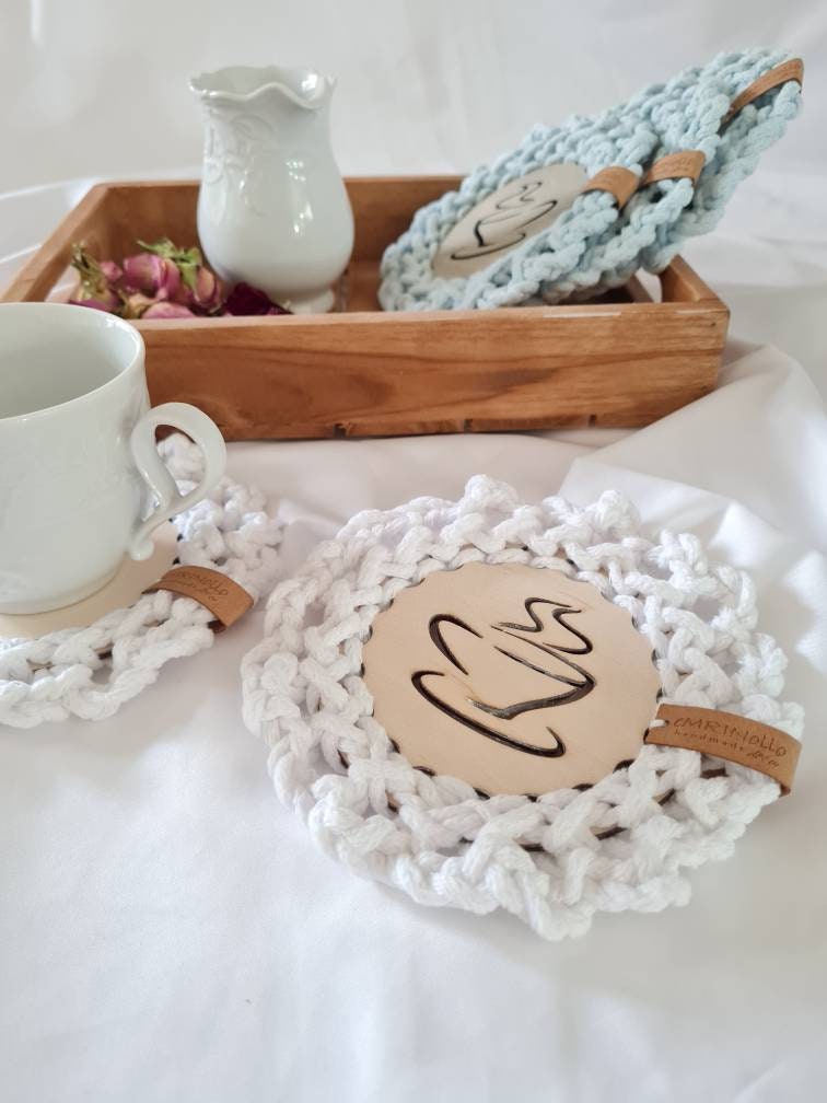 Tassenuntersetzer, Glasuntersetzer gehäkelt, Hochzeitsgeschenk, Gastgeschenk, schöne Tischdekoration, Terassendekor, Tasse Pad, Geschenkidee