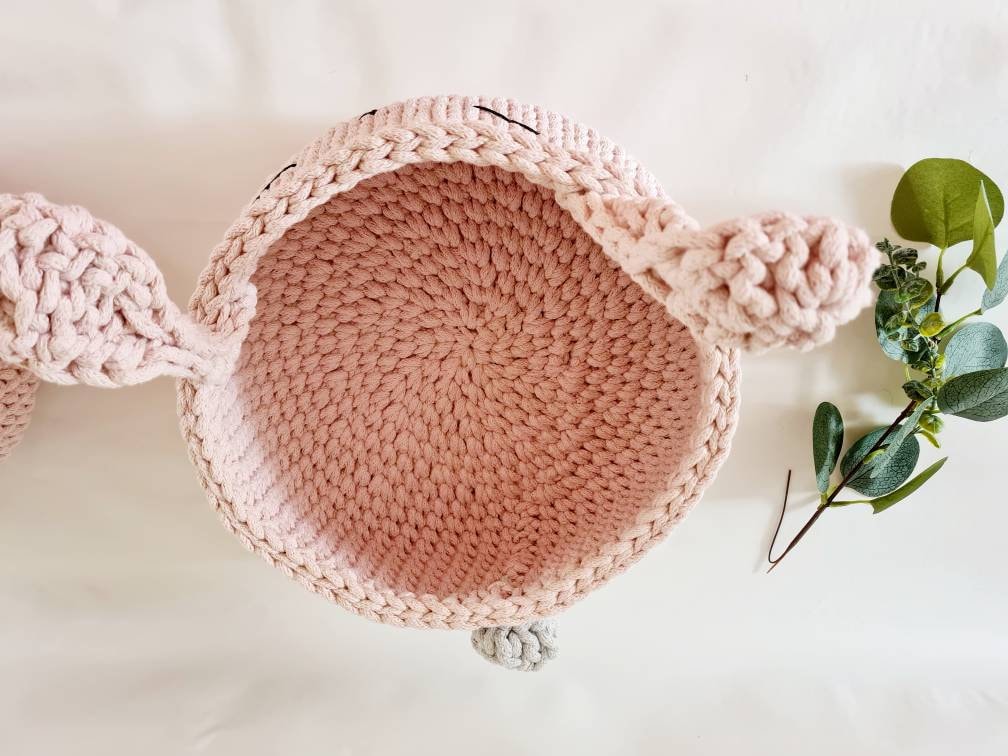 BunnyBasket, HasenKorb gehäkelt, Kinderzimmer Dekoration, Babyausstattung Babypartygeschenk, Babyzimmer deko, Aufbewahrungskorb, Utensilo
