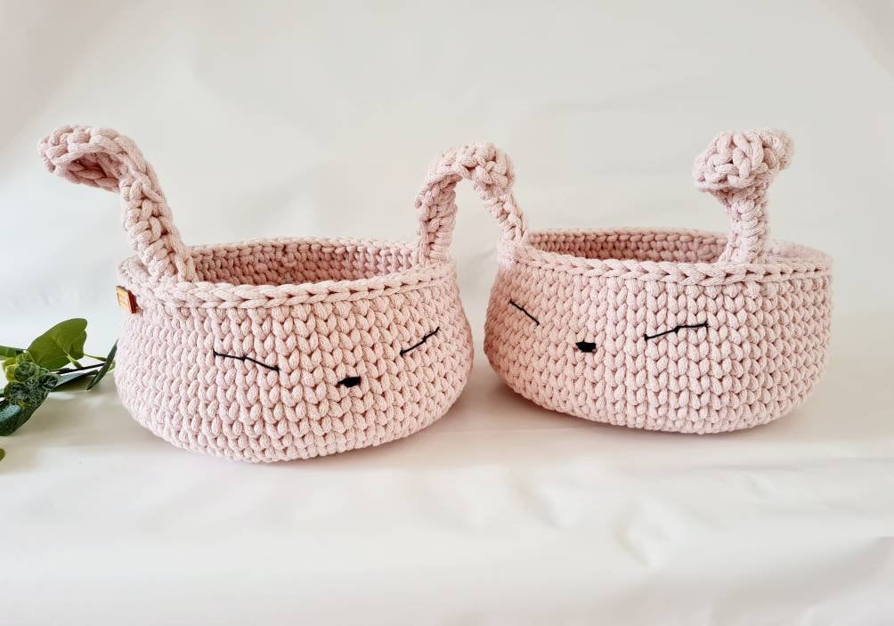 BunnyBasket, HasenKorb gehäkelt, Kinderzimmer Dekoration, Babyausstattung Babypartygeschenk, Babyzimmer deko, Aufbewahrungskorb, Utensilo