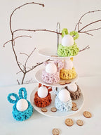 Hasenbecher, Eierbecher BunnyBasket, häkeln HasenKorb, Esszimmer Dekoration, Gastgebergeschenk, Wohnzimmer Dekoration, Nordic Stile