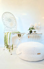 Pouf Ottoman gehäkelt, Sitzkissen, Kinderstuhl, Baumwoll Pouf im Skandinavischem Stil, Häkelhocker Kinderzimmer, Fußhocker, Sitzhocker