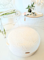 Pouf Ottoman gehäkelt, Sitzkissen, Kinderstuhl, Baumwoll Pouf im Skandinavischem Stil, Häkelhocker Kinderzimmer, Fußhocker, Sitzhocker