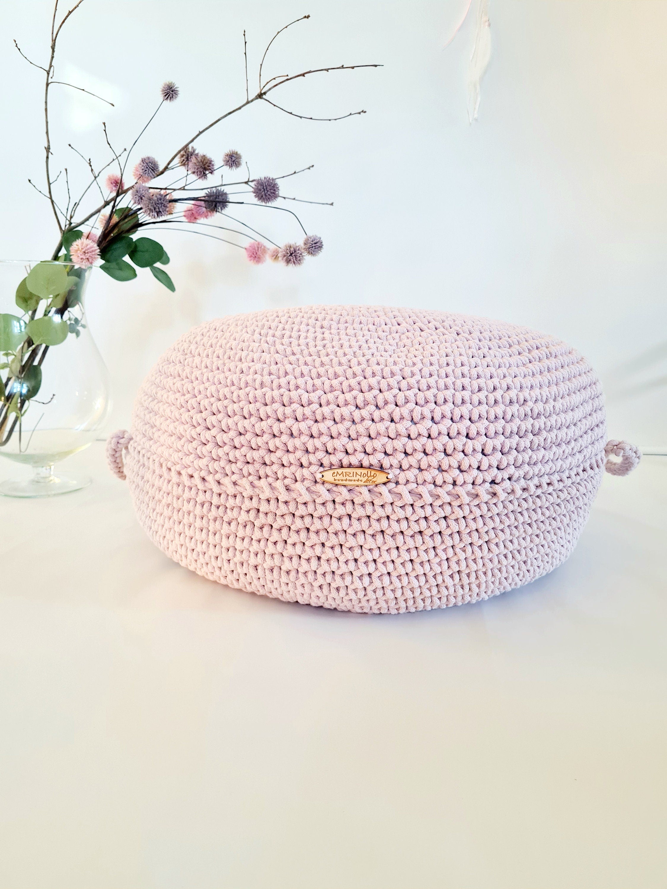 Pouf Ottoman gehäkelt, Babyzimmer deko, Bodenkissen, Sitzkissen, Skandinavisches Kinderzimmer Dekor, Häkelhocker Kinderzimmer, Sitzhocker