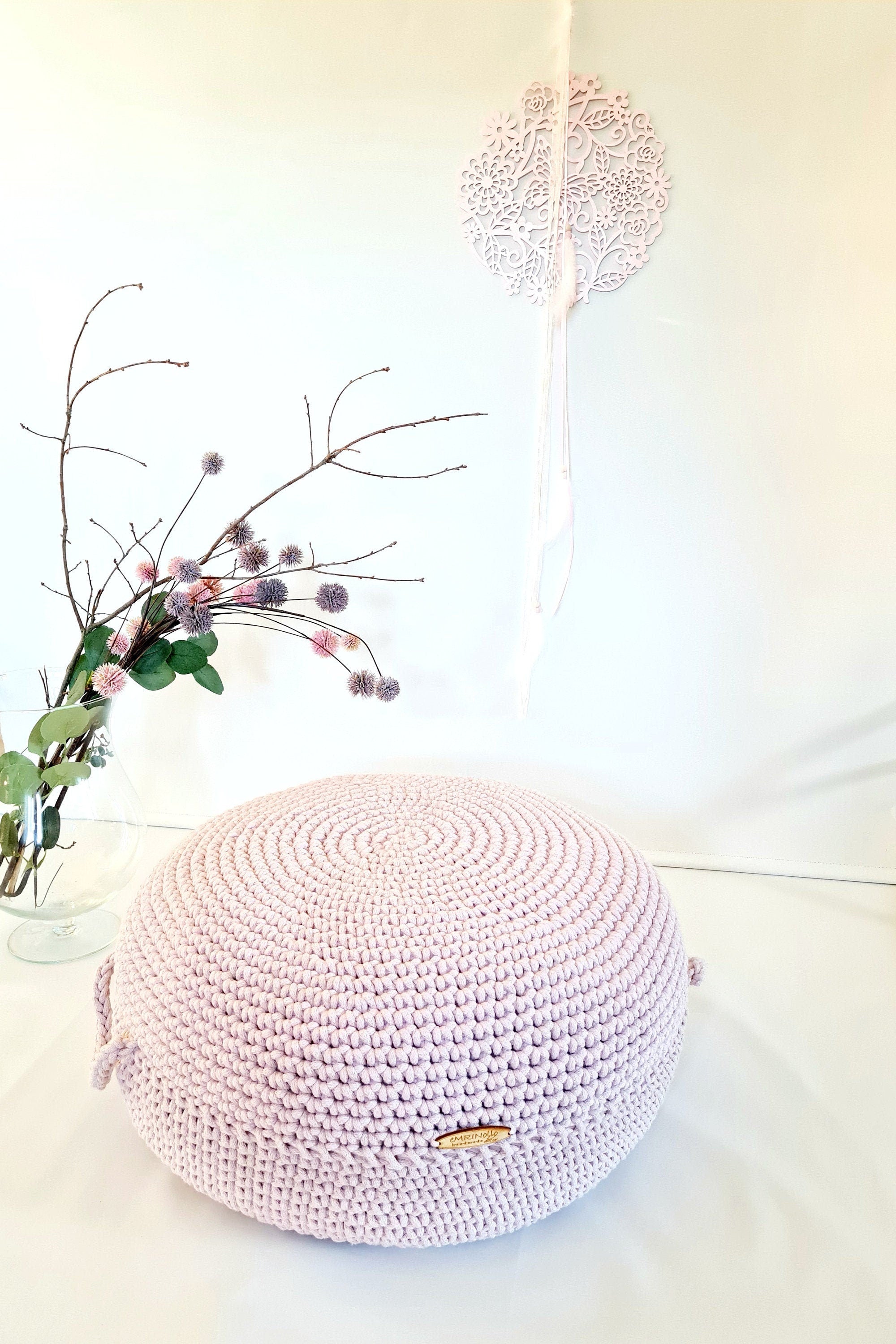 Pouf Ottoman gehäkelt, Babyzimmer deko, Bodenkissen, Sitzkissen, Skandinavisches Kinderzimmer Dekor, Häkelhocker Kinderzimmer, Sitzhocker