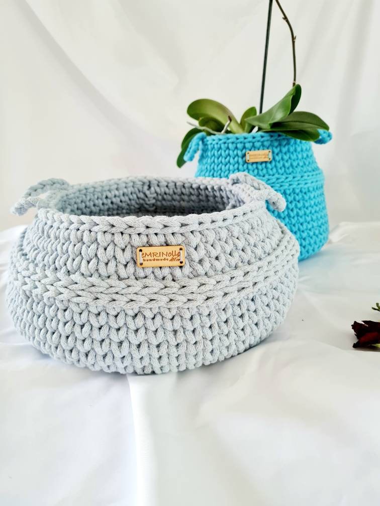 Korb gehäkelt, Utensilo, Aufbewahrungskorb, Kinderkorb, Spielzeugkorb, Kinderzimmer Dekoration, Babypartygeschenk, Babyzimmer, Blumenkorb