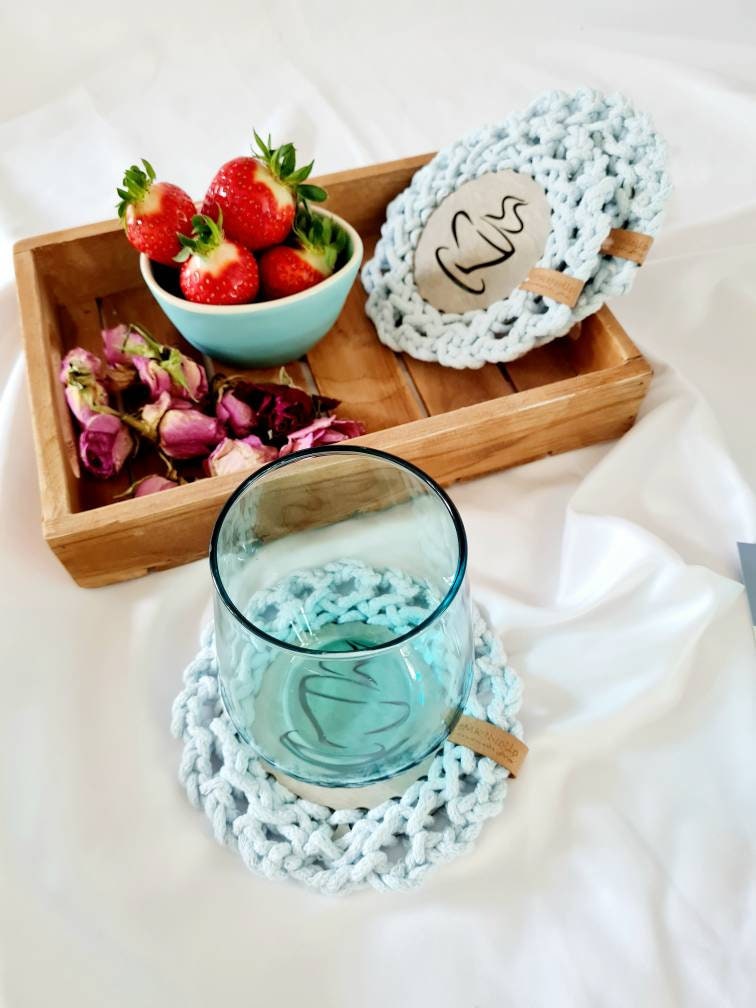 Tassenuntersetzer, Glasuntersetzer gehäkelt, Hochzeitsgeschenk, Gastgeschenk, schöne Tischdekoration, Terassendekor, Tasse Pad, Geschenkidee