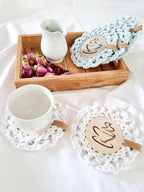 Tassenuntersetzer, Glasuntersetzer gehäkelt, Hochzeitsgeschenk, Gastgeschenk, schöne Tischdekoration, Terassendekor, Tasse Pad, Geschenkidee