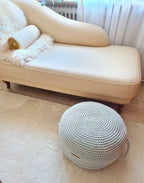 Pouf Footstool gehäkelt, Tischpouf, Wohnzimmer deko, Bodenkissen, Sitzkissen, Skandinavisches Dekor, Häkelhocker Kinderzimmer, Sitzhocker