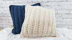 Kissen gestrickt, Geschenkidee, moderne Wohnkultur, Dekokissen, stilvolles Sofakissen, skandinavisches Dekor, Baumwollschnur