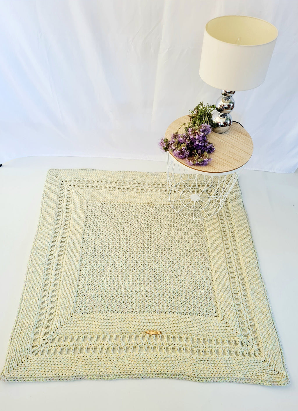 Teppich Babyzimmer eckig, Baumwollteppich, im skandinavischem Stil, vintage Teppich handgefertigt, Flurläufer, Kinderzimmer Deko