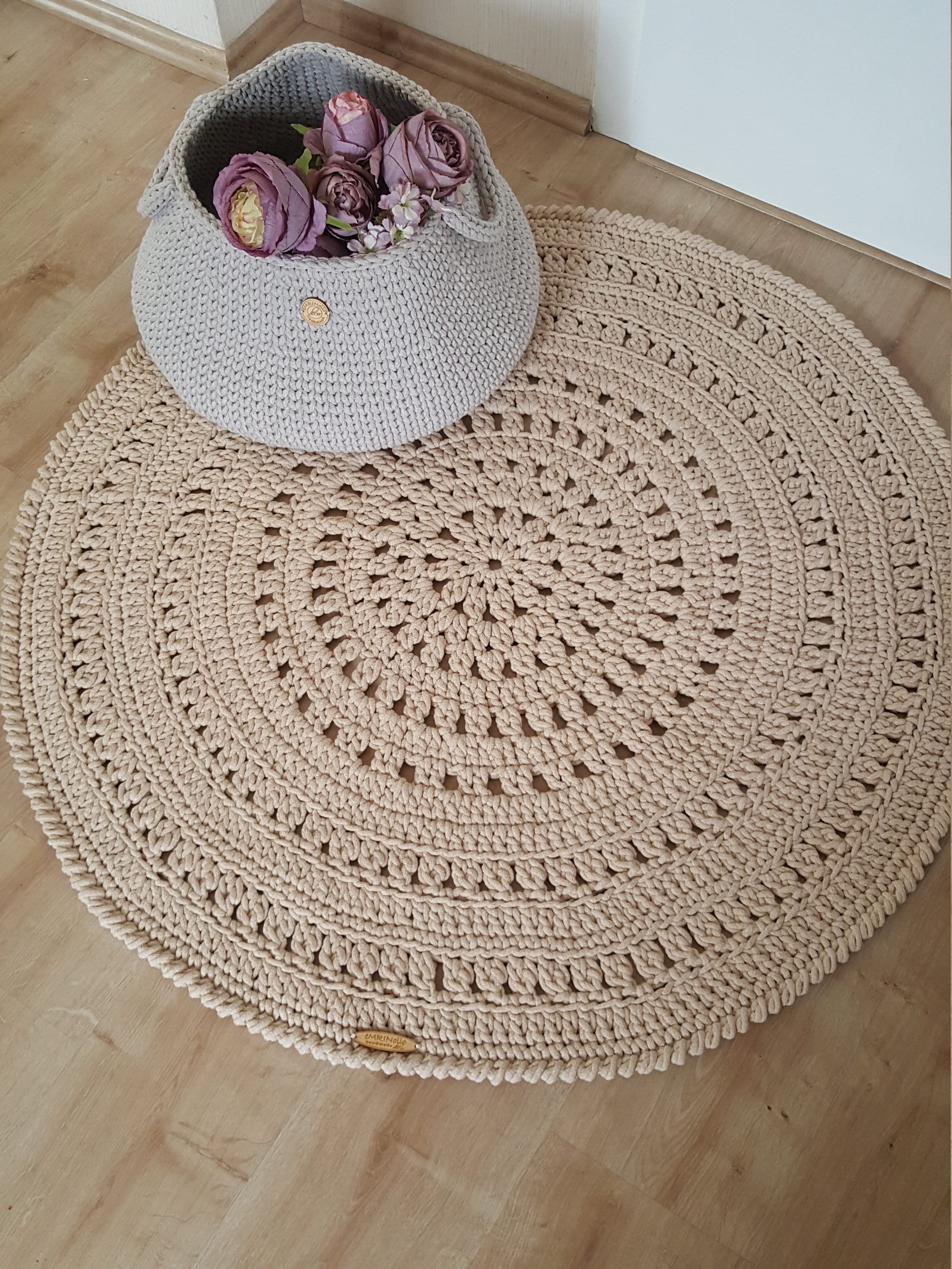 Teppich rund Kinderzimmer, Wohndekor, gehäkelter Teppich Babyzimmer, Runde gehäkelte Teppiche, skandinavisches Kinderzimmer Dekor