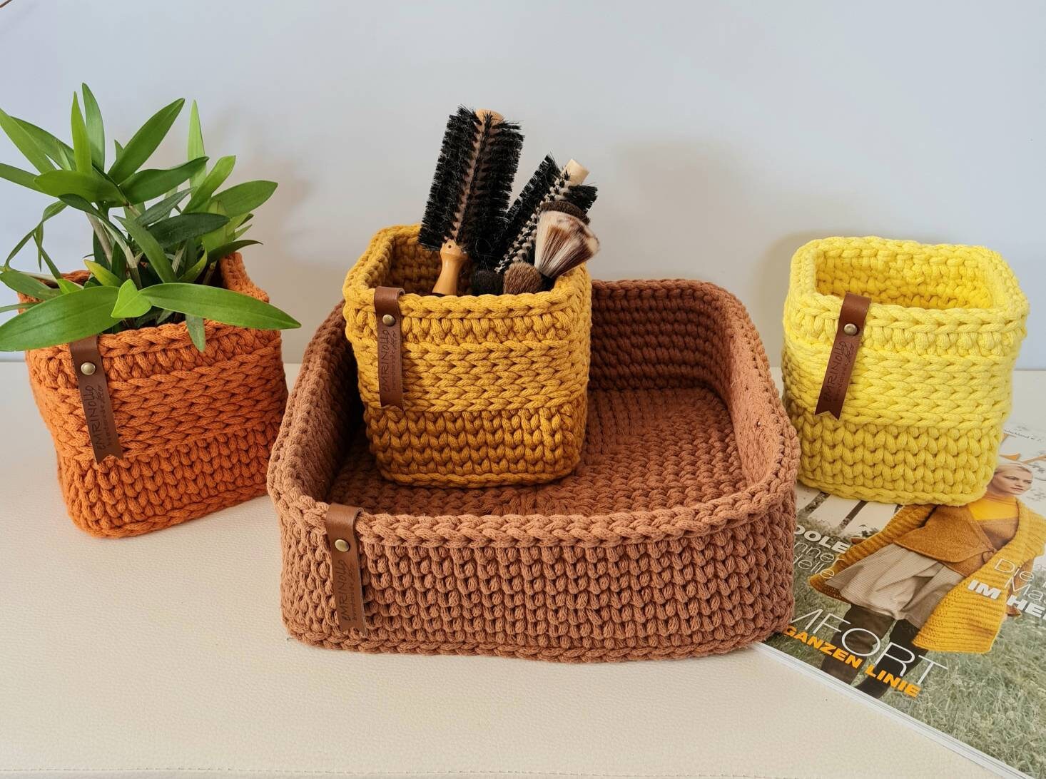 Korb gehäkelt eckig, Untensilo, Kinderzimmer deko, Korb Aufbewahrung, Geschenkidee, Weihnachtsgeschenk, Bad Aufbewahrung