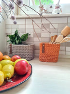 Korb gehäkelt eckig, Untensilo, Kinderzimmer deko, Korb Aufbewahrung, Geschenkidee, Weihnachtsgeschenk, Bad Aufbewahrung