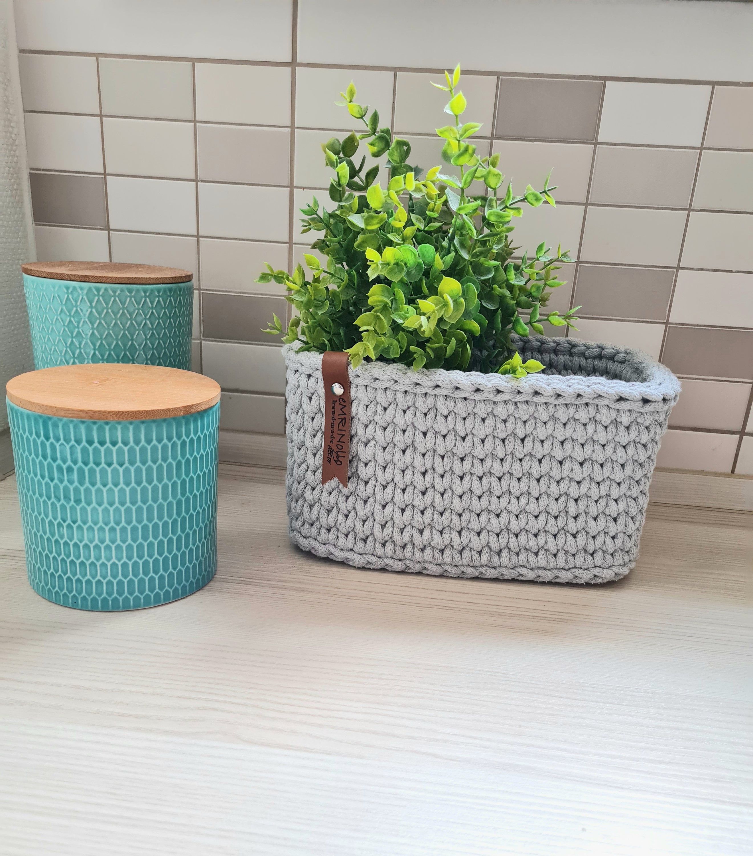 Korb gehäkelt eckig, Untensilo, Kinderzimmer deko, Korb Aufbewahrung, Geschenkidee, Weihnachtsgeschenk, Bad Aufbewahrung