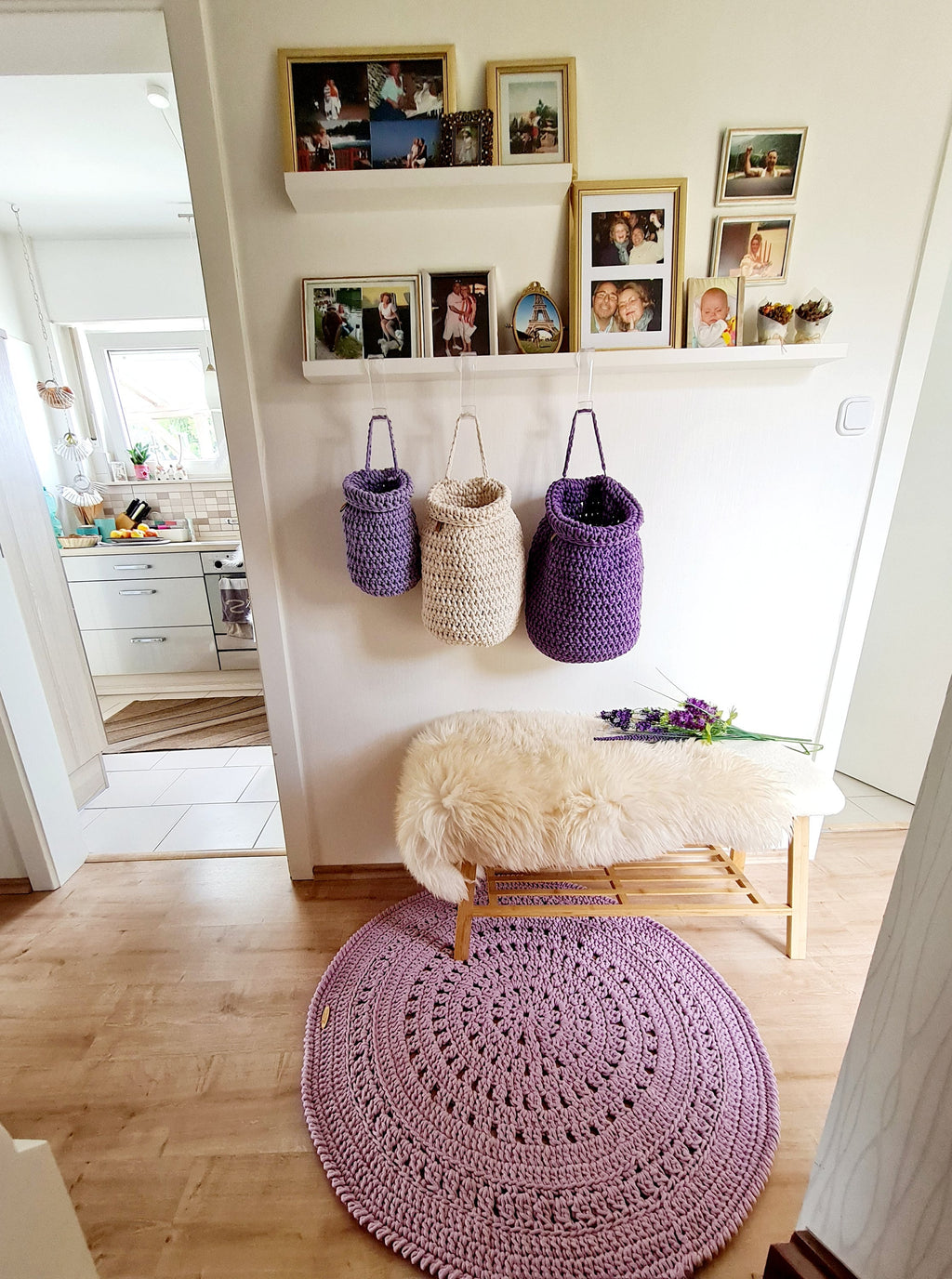 Teppich rund gehäkelt, Kinderzimmer Deko, Baumwollteppich, im skandinavischem Stil, Babyzimmer deko, handgefertigt, nachhaltig