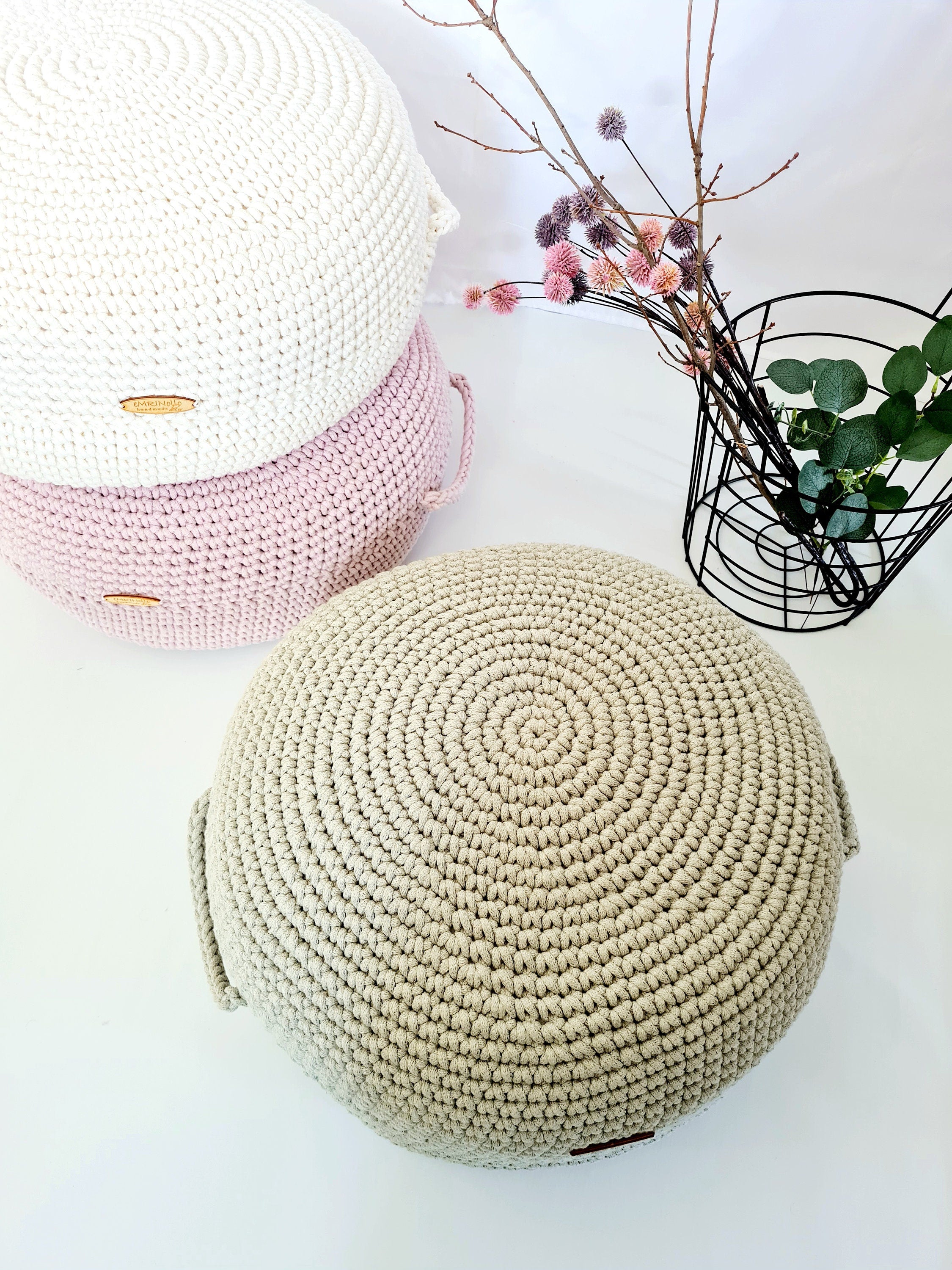 Pouf Ottoman gehäkelt, Babyzimmer deko, Bodenkissen, Sitzkissen, Skandinavisches Kinderzimmer Dekor, Häkelhocker Kinderzimmer, Sitzhocker