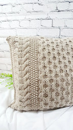 Kissen gestricktes Zopfmuster, Wohnkultur, Dekokissen, Sofakissen, skandinavisches Dekor, aus Baumwollgarn von hoooked, grobstrick
