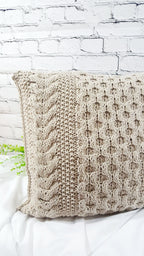 Kissen gestricktes Zopfmuster, Wohnkultur, Dekokissen, Sofakissen, skandinavisches Dekor, aus Baumwollgarn von hoooked, grobstrick