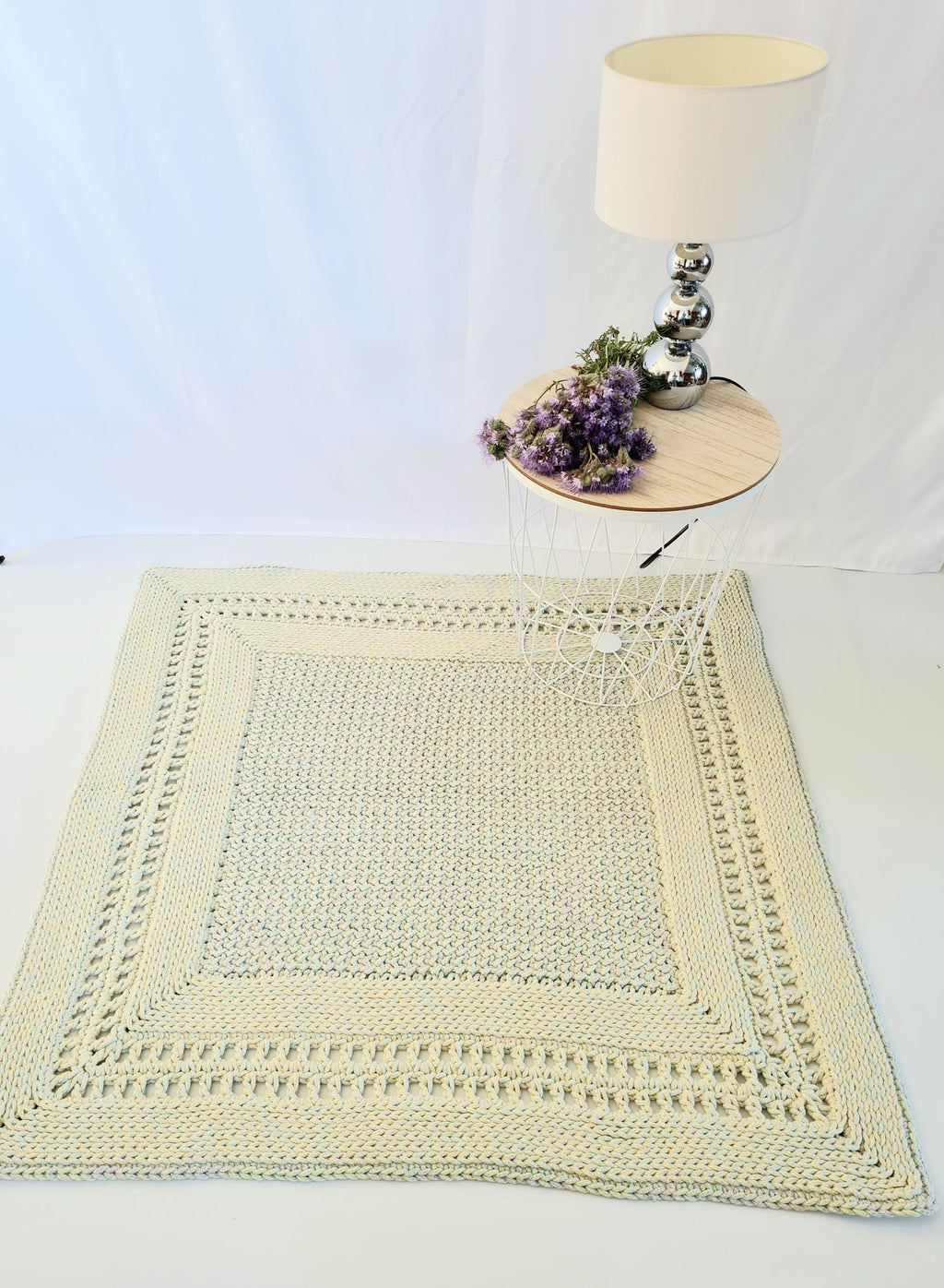 Teppich Babyzimmer eckig, Baumwollteppich, im skandinavischem Stil, vintage Teppich handgefertigt, Flurläufer, Kinderzimmer Deko