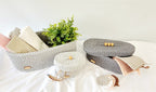 Kosmetikkorb gehäkelt oval, Aufbewahrungskorb mit Deckel, Dekoration Korb, Badausstattung, Geschenk Korb, Babyzimmer deko, Aufbewahrung Bad