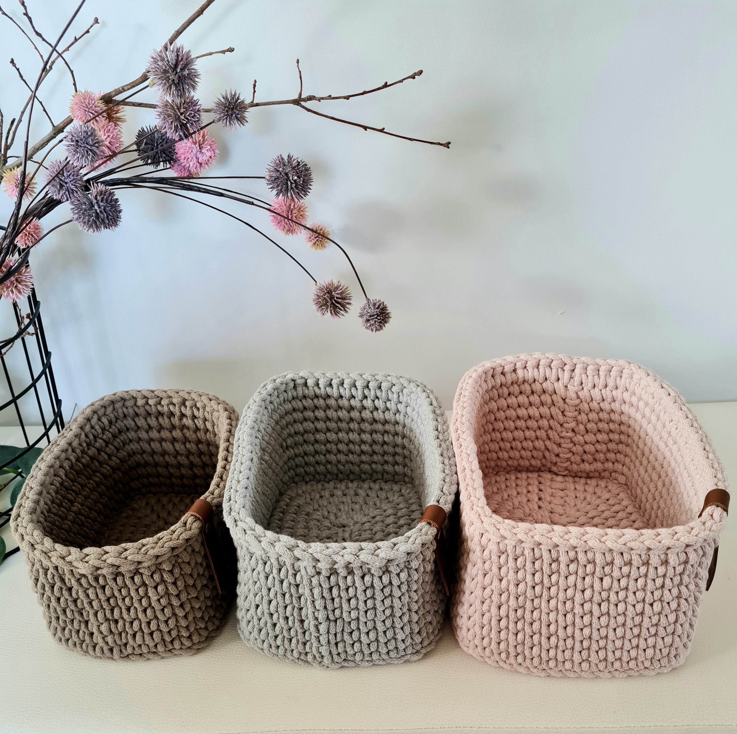 Korb gehäkelt eckig, Aufbewahrungskorb, Häkelkorb Kinderzimmer deko, Körbe Aufbewahrung, Geschenkidee, Weihnachtsgeschenk, Bad Aufbewahrung