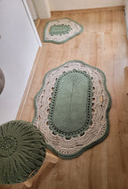 Teppich oval Wohnzimmer, Kinderzimmer Deko, Baumwollteppich, im skandinavischem Stil, vintage Teppich handgefertigt und nachhaltig