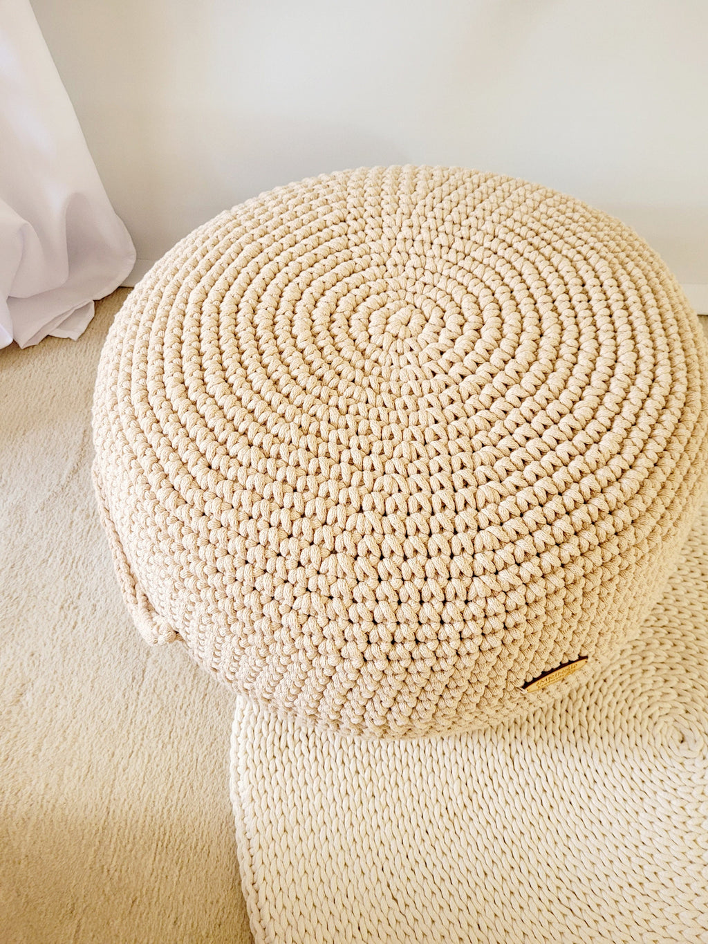 Pouf Ottoman gehäkelt, Babyzimmer deko, Bodenkissen, Sitzkissen, Skandinavisches Kinderzimmer Dekor, Häkelhocker Kinderzimmer, Sitzhocker