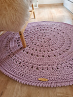Teppich rund gehäkelt, Kinderzimmer Deko, Baumwollteppich, im skandinavischem Stil, Babyzimmer deko, handgefertigt, nachhaltig