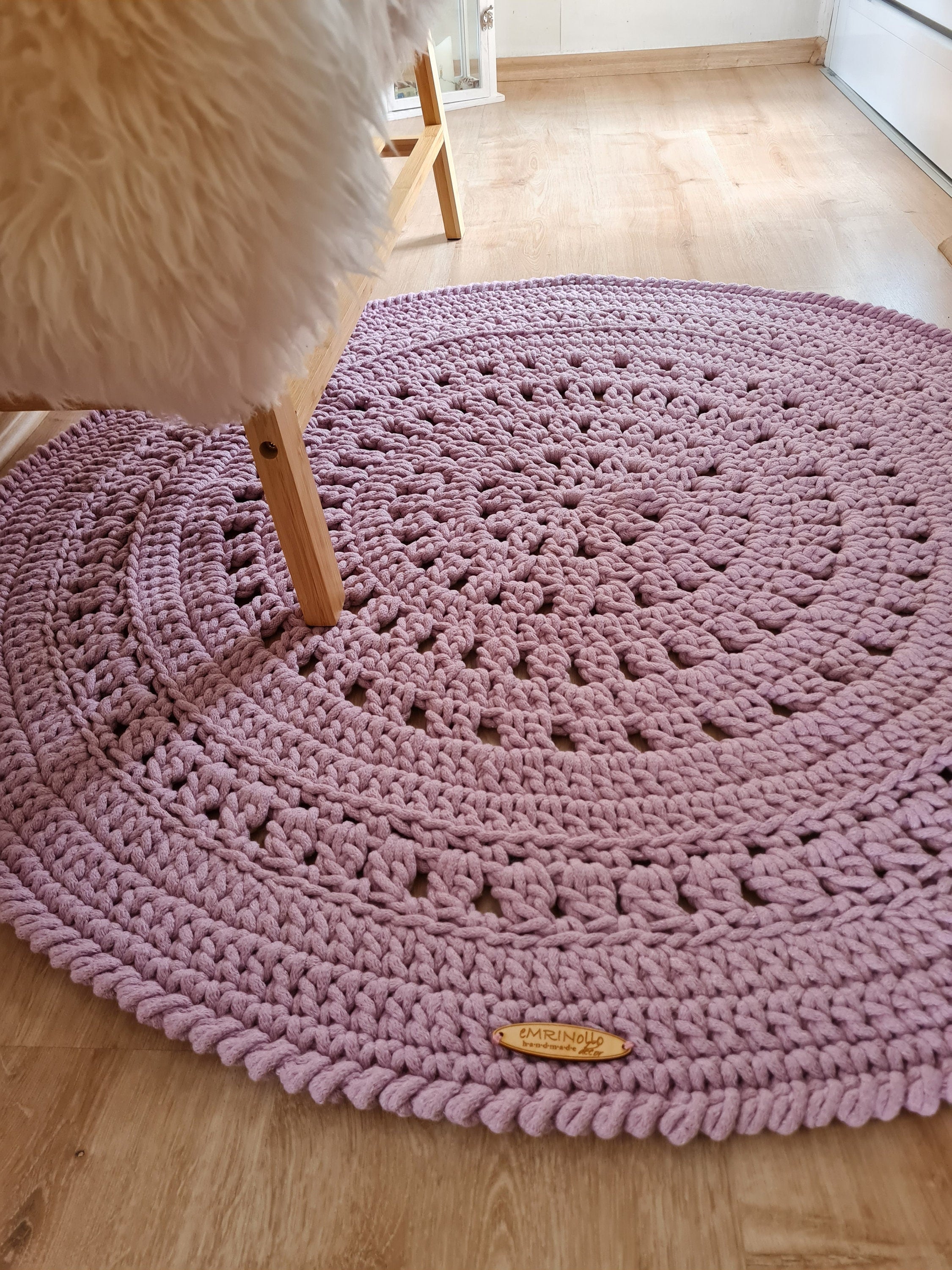 Teppich rund gehäkelt, Kinderzimmer Deko, Baumwollteppich, im skandinavischem Stil, Babyzimmer deko, handgefertigt, nachhaltig