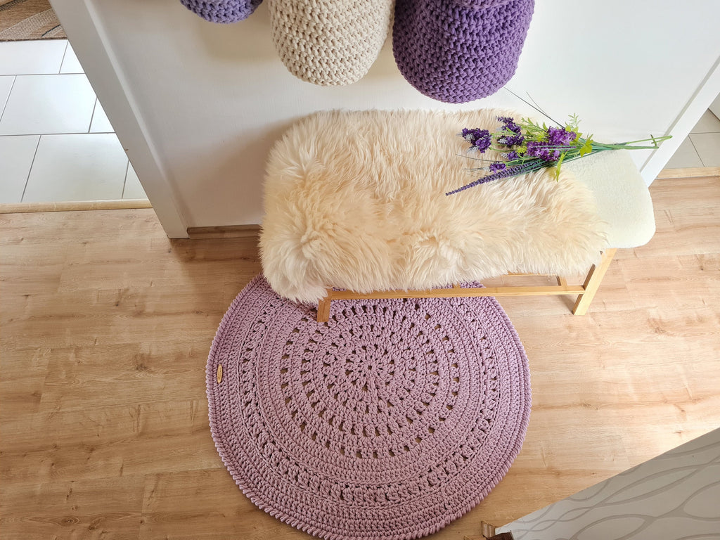 Teppich rund gehäkelt, Kinderzimmer Deko, Baumwollteppich, im skandinavischem Stil, Babyzimmer deko, handgefertigt, nachhaltig