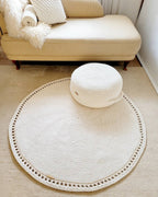 Teppich rund Badezimmer, Baumwollteppich beige, Teppich Babyzimmer, Mandala Teppich, skandinavisches Dekor, gehäkelter Teppich modern, Wohn