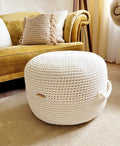 Pouf Footstool gehäkelt, Tischpouf, Wohnzimmer deko, Bodenkissen, Sitzkissen, Skandinavisches Dekor, Häkelhocker Kinderzimmer, Sitzhocker