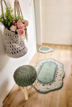 Teppich oval Wohnzimmer, Kinderzimmer Deko, Baumwollteppich, im skandinavischem Stil, vintage Teppich handgefertigt und nachhaltig
