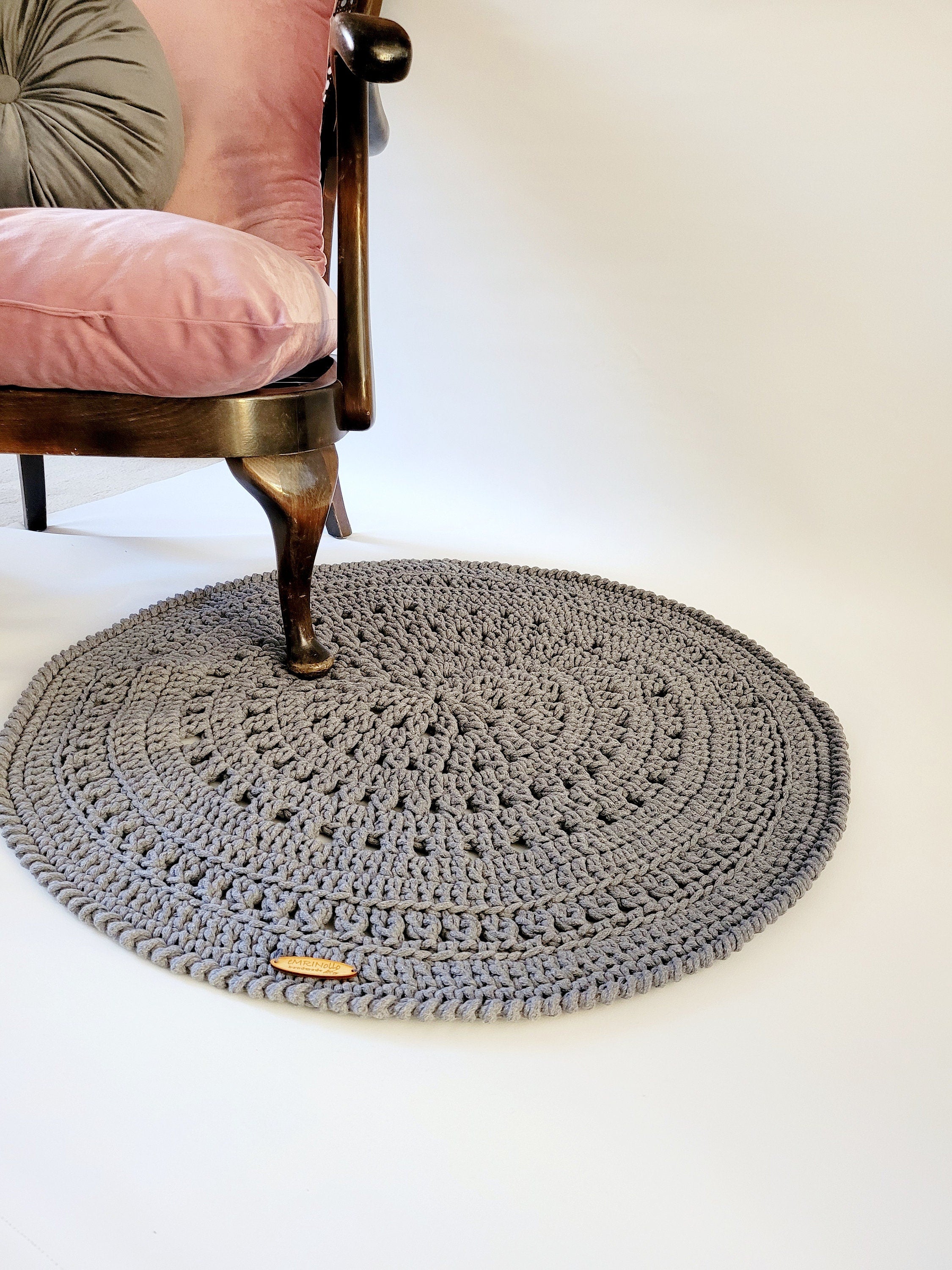 Teppich rund gehäkelt, Kinderzimmer Deko, Baumwollteppich, im skandinavischem Stil, Babyzimmer deko, handgefertigt, nachhaltig