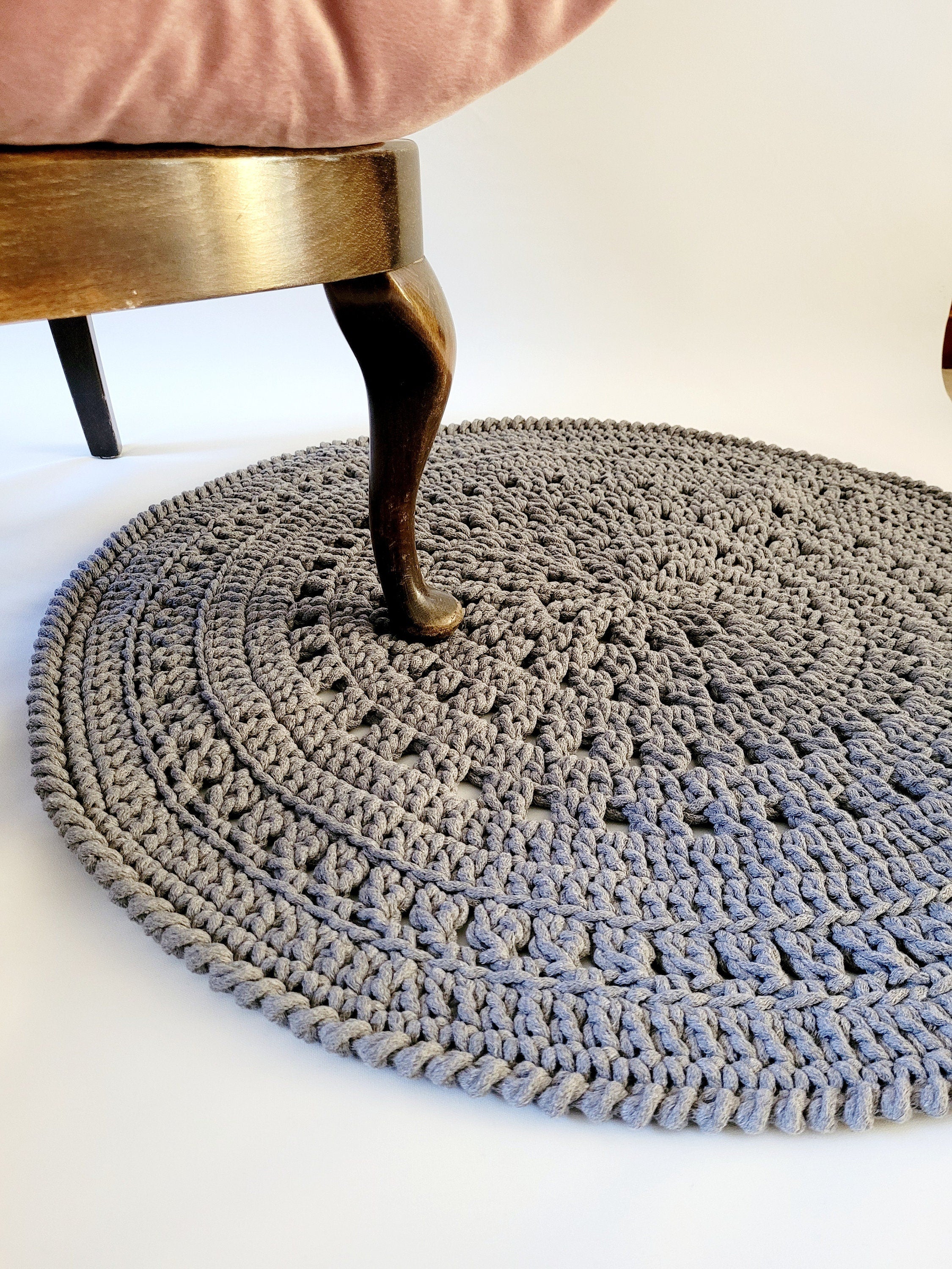 Teppich rund gehäkelt, Kinderzimmer Deko, Baumwollteppich, im skandinavischem Stil, Babyzimmer deko, handgefertigt, nachhaltig