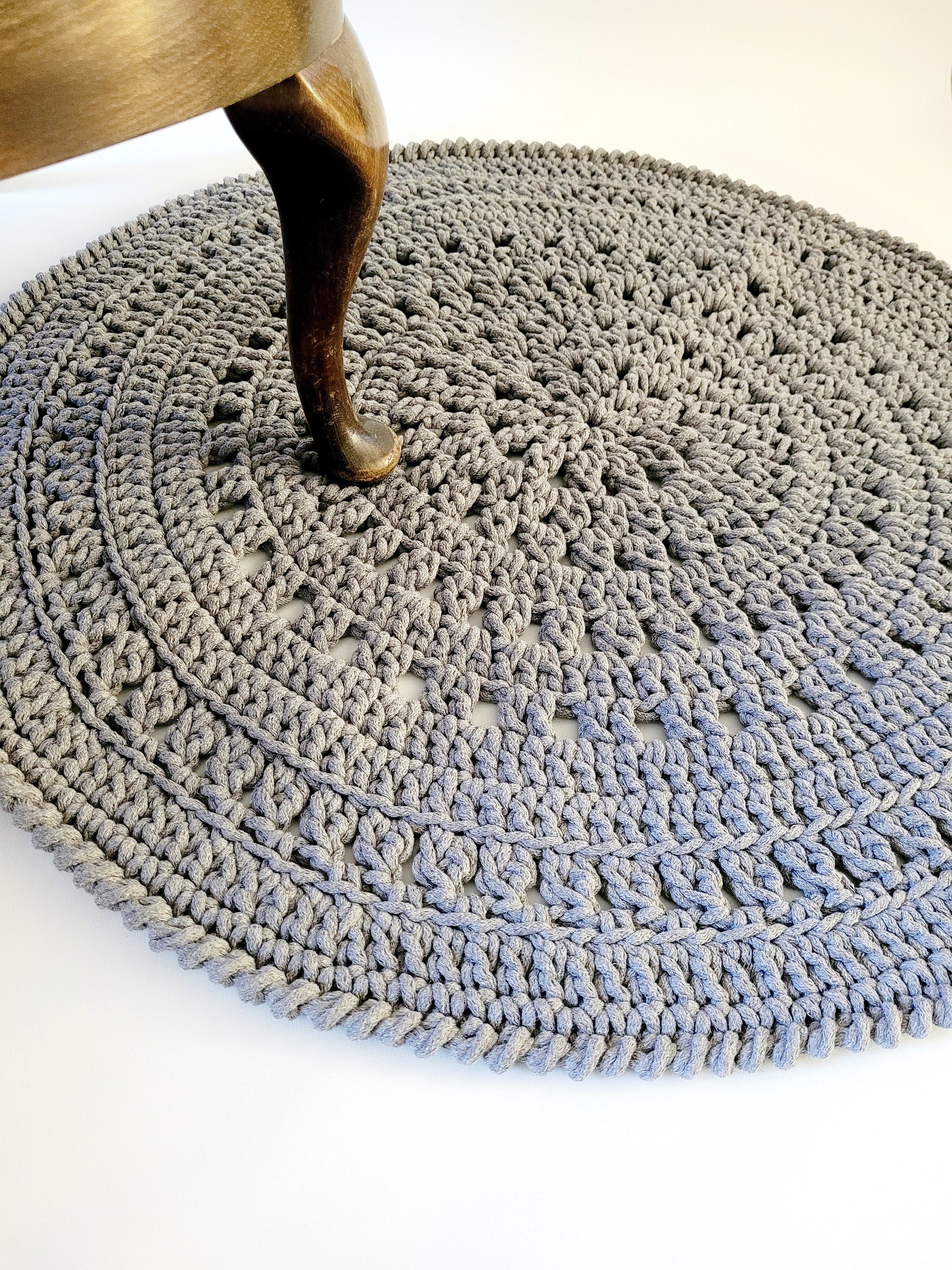 Teppich rund gehäkelt, Kinderzimmer Deko, Baumwollteppich, im skandinavischem Stil, Babyzimmer deko, handgefertigt, nachhaltig