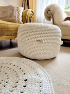 Pouf Sitzpouf Ottomane aus Baumwolle perfekt als Wohnzimmer und Kinderzimmer Dekoration Pouf Hocker mit Mikroperlen Füllung