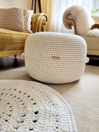 Pouf Footstool Sitzhocker Sitzkissen gehäkelt, Tischpouf, Wohnzimmer deko, Bodenkissen, Geschenkidee, Kinderzimmer Einrichtung