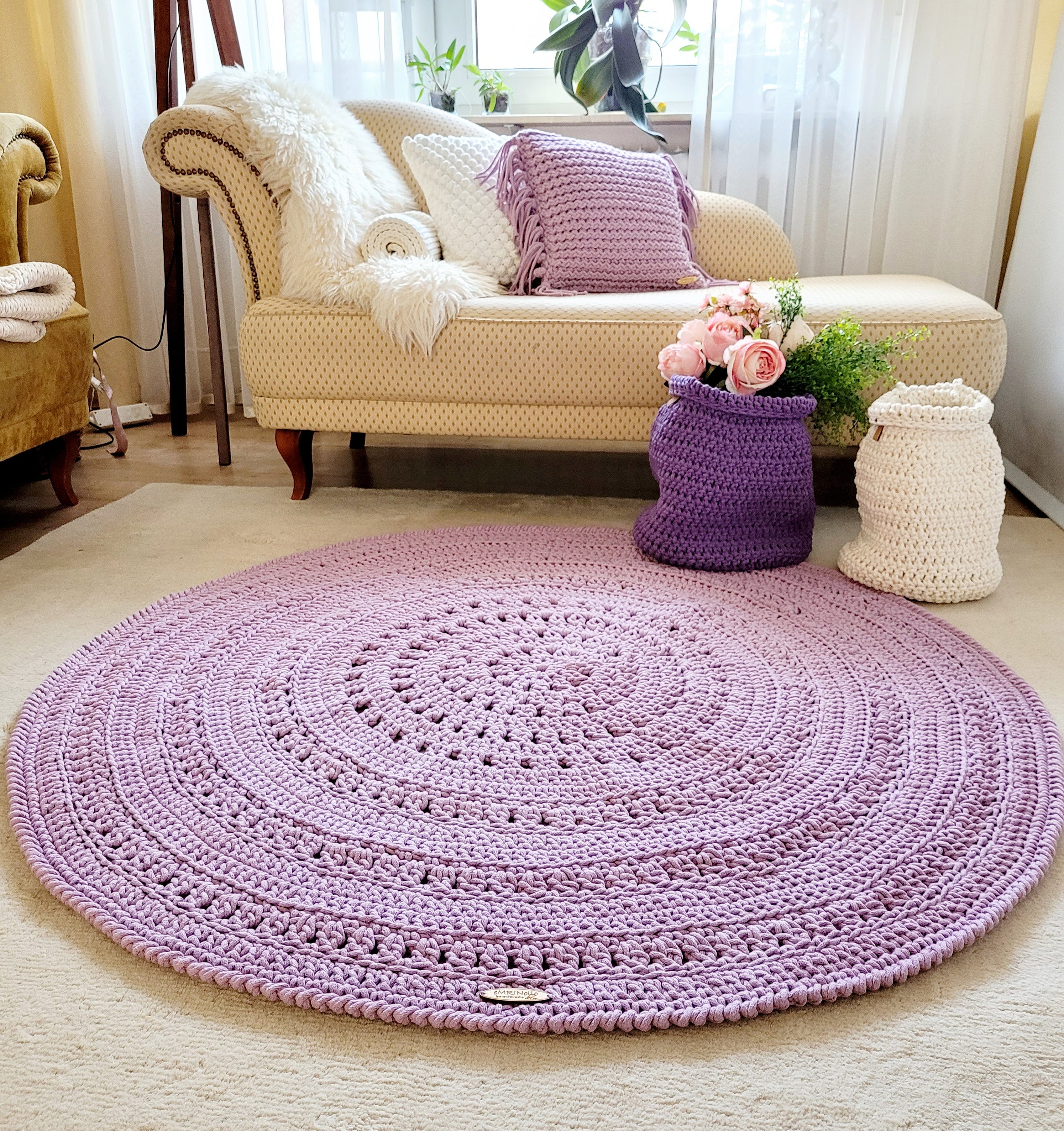 Teppich handmade Kinderzimmer, rund handgefertigt, Kinderzimmer Deko, Teppich für das Wohnzimmer, Geschenkidee für Taufe