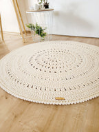 Teppich rund gehäkelt, Kinderzimmer Deko, Baumwollteppich, im skandinavischem Stil, Babyzimmer deko, handgefertigt, nachhaltig