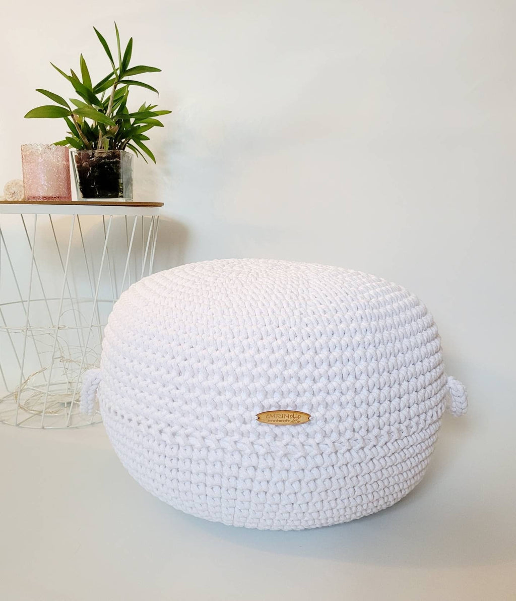 Pouf Ottoman gehäkelt, Babyzimmer deko, Bodenkissen, Sitzkissen, Skandinavisches Kinderzimmer Dekor, Häkelhocker Kinderzimmer, Sitzhocker